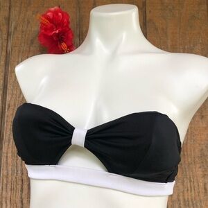 Victorias Secret Bandeau Black & White Bikini Top Sexy Cutout